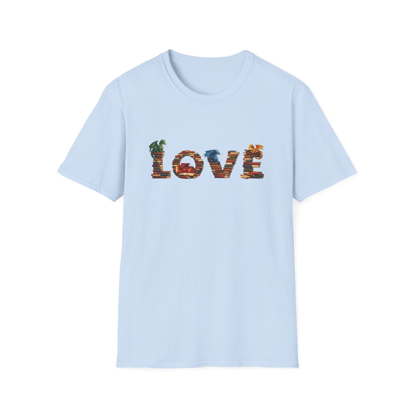 LOVE Book Dragon Shirt | Fantasy Reader T-Shirt | Book Lover Dragon Tee | Romantasy Graphic Tee | Bookish Gift | Dragon Lover Shirt