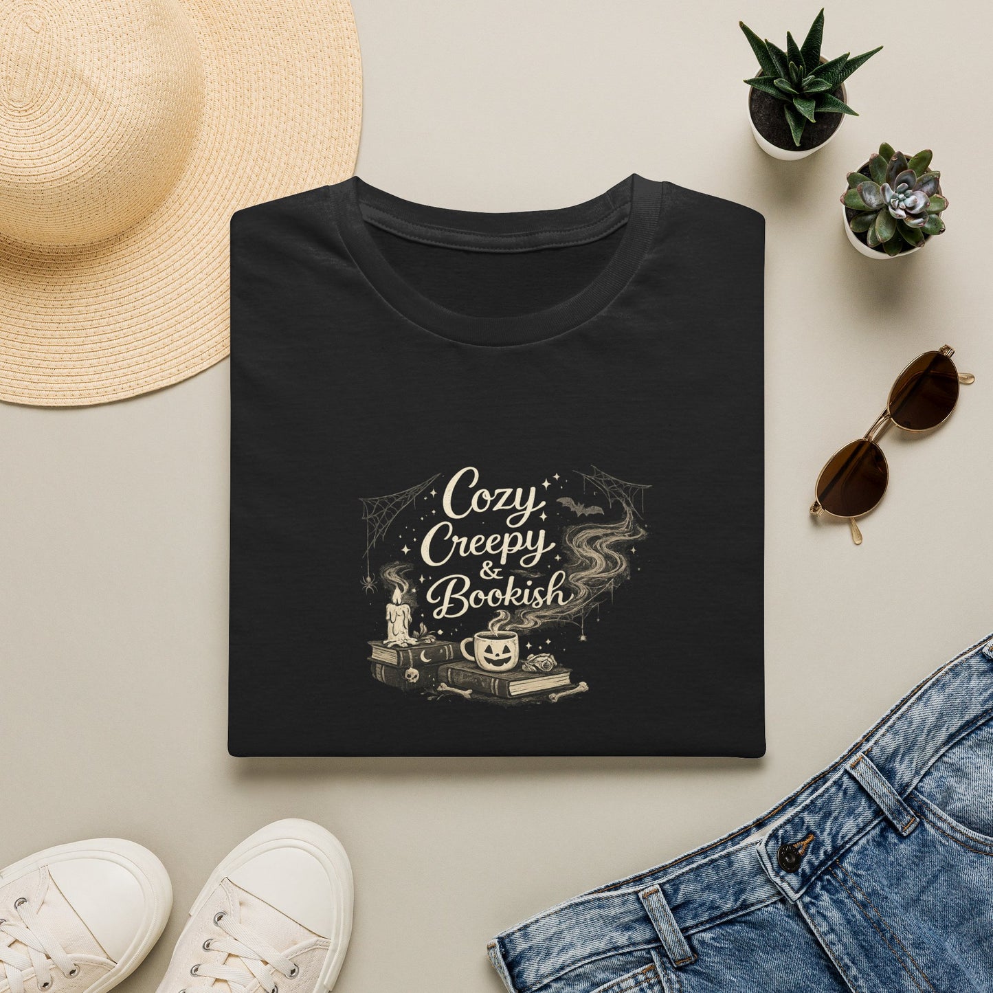 Cozy Creepy & Bookish Shirt | Halloween Book Lover Tee | Spooky Season Reader Shirt | Witchy Bookish T-Shirt | Fall Bookworm Gift