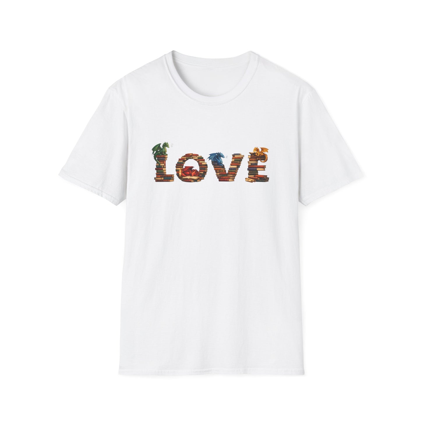 LOVE Book Dragon Shirt | Fantasy Reader T-Shirt | Book Lover Dragon Tee | Romantasy Graphic Tee | Bookish Gift | Dragon Lover Shirt