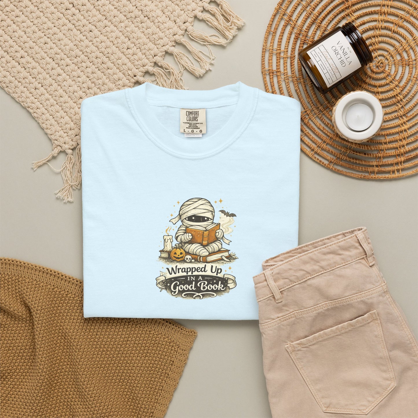 Wrapped Up in a Good Book Shirt | Cute Halloween Book Lover Tee | Bookworm Fall T-Shirt | Spooky Reader Gift | Cozy Bookish Shirt