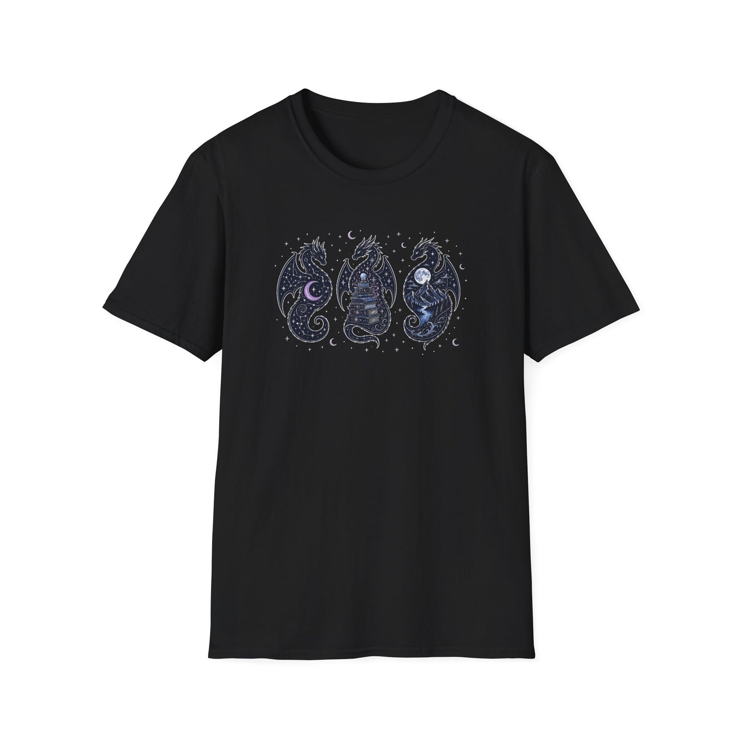 Three Dragons T-Shirt | Celestial Fantasy Dragon Tee | Romantasy Reader Shirt | Book Lover Gift | Bookish Apparel
