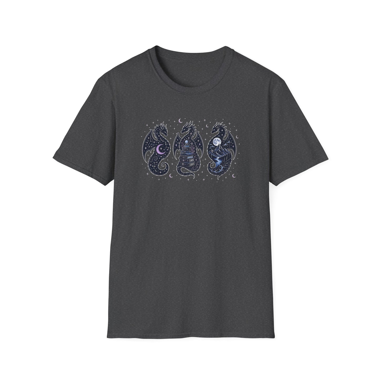 Three Dragons T-Shirt | Celestial Fantasy Dragon Tee | Romantasy Reader Shirt | Book Lover Gift | Bookish Apparel