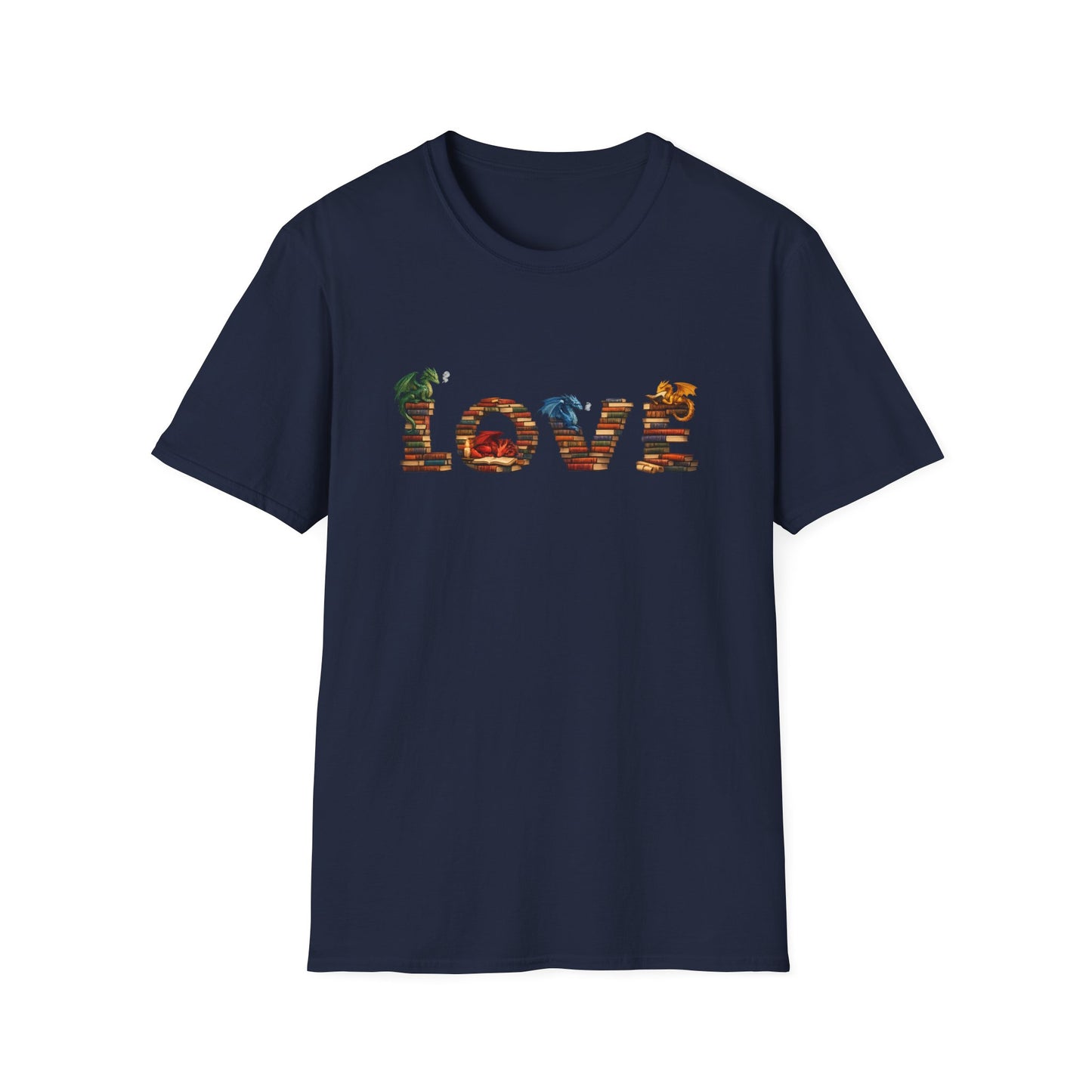 LOVE Book Dragon Shirt | Fantasy Reader T-Shirt | Book Lover Dragon Tee | Romantasy Graphic Tee | Bookish Gift | Dragon Lover Shirt
