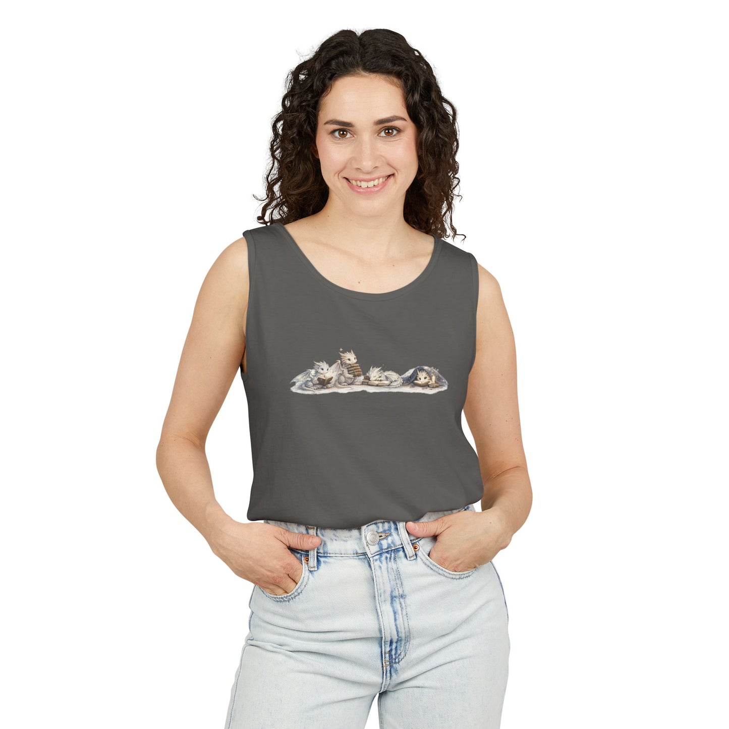 Baby Dragons Reading Tank Top | Cute Book Dragon Racerback Tank | Fantasy Book Lover Shirt | Bookworm Gift | Romantasy Reader