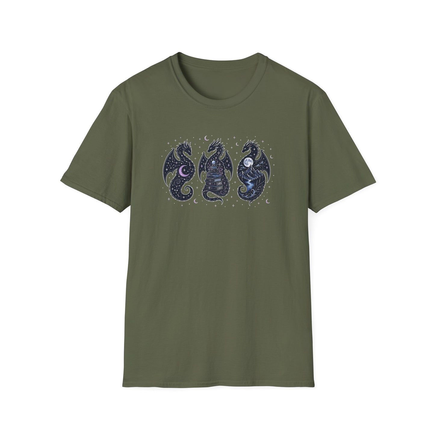 Three Dragons T-Shirt | Celestial Fantasy Dragon Tee | Romantasy Reader Shirt | Book Lover Gift | Bookish Apparel