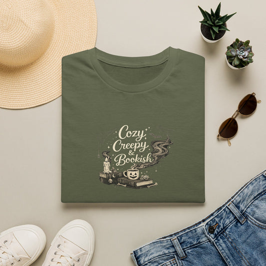 Cozy Creepy & Bookish Shirt | Halloween Book Lover Tee | Spooky Season Reader Shirt | Witchy Bookish T-Shirt | Fall Bookworm Gift