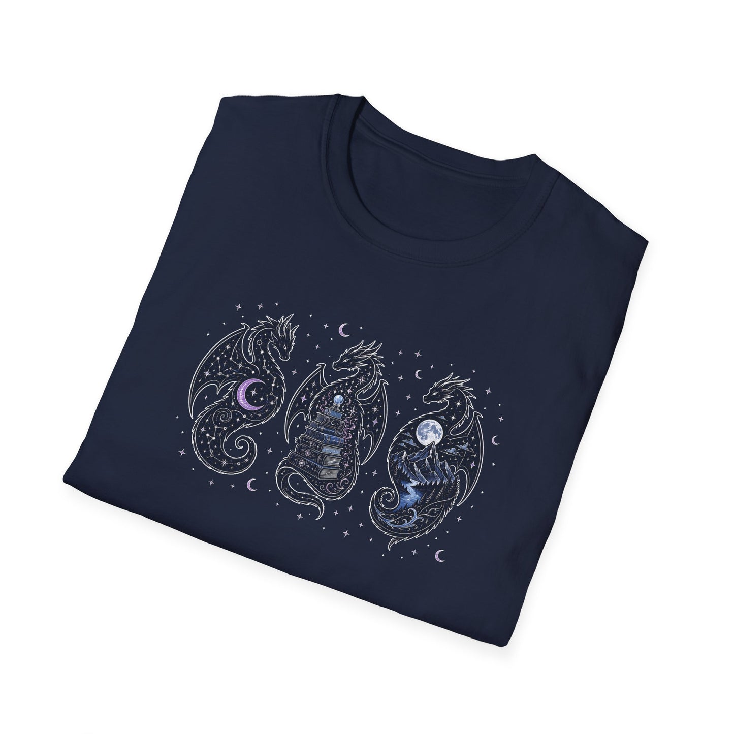 Three Dragons T-Shirt | Celestial Fantasy Dragon Tee | Romantasy Reader Shirt | Book Lover Gift | Bookish Apparel