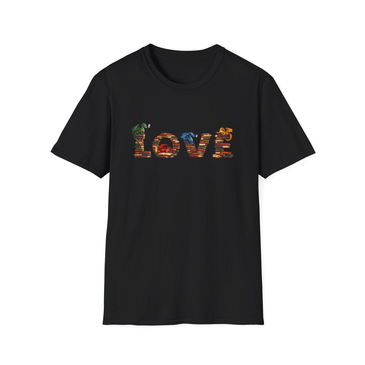 LOVE Book Dragon Shirt | Fantasy Reader T-Shirt | Book Lover Dragon Tee | Romantasy Graphic Tee | Bookish Gift | Dragon Lover Shirt