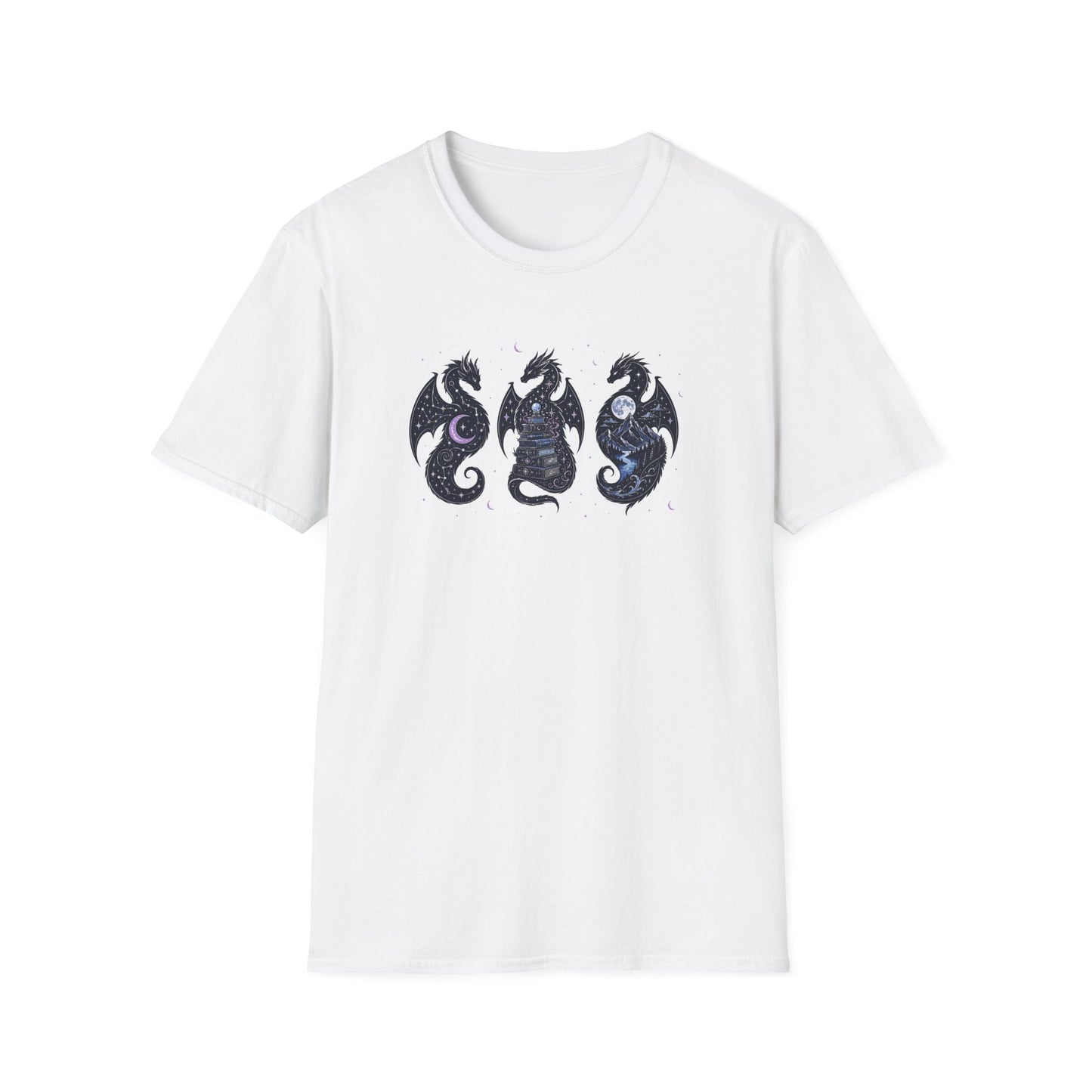 Three Dragons T-Shirt | Celestial Fantasy Dragon Tee | Romantasy Reader Shirt | Book Lover Gift | Bookish Apparel