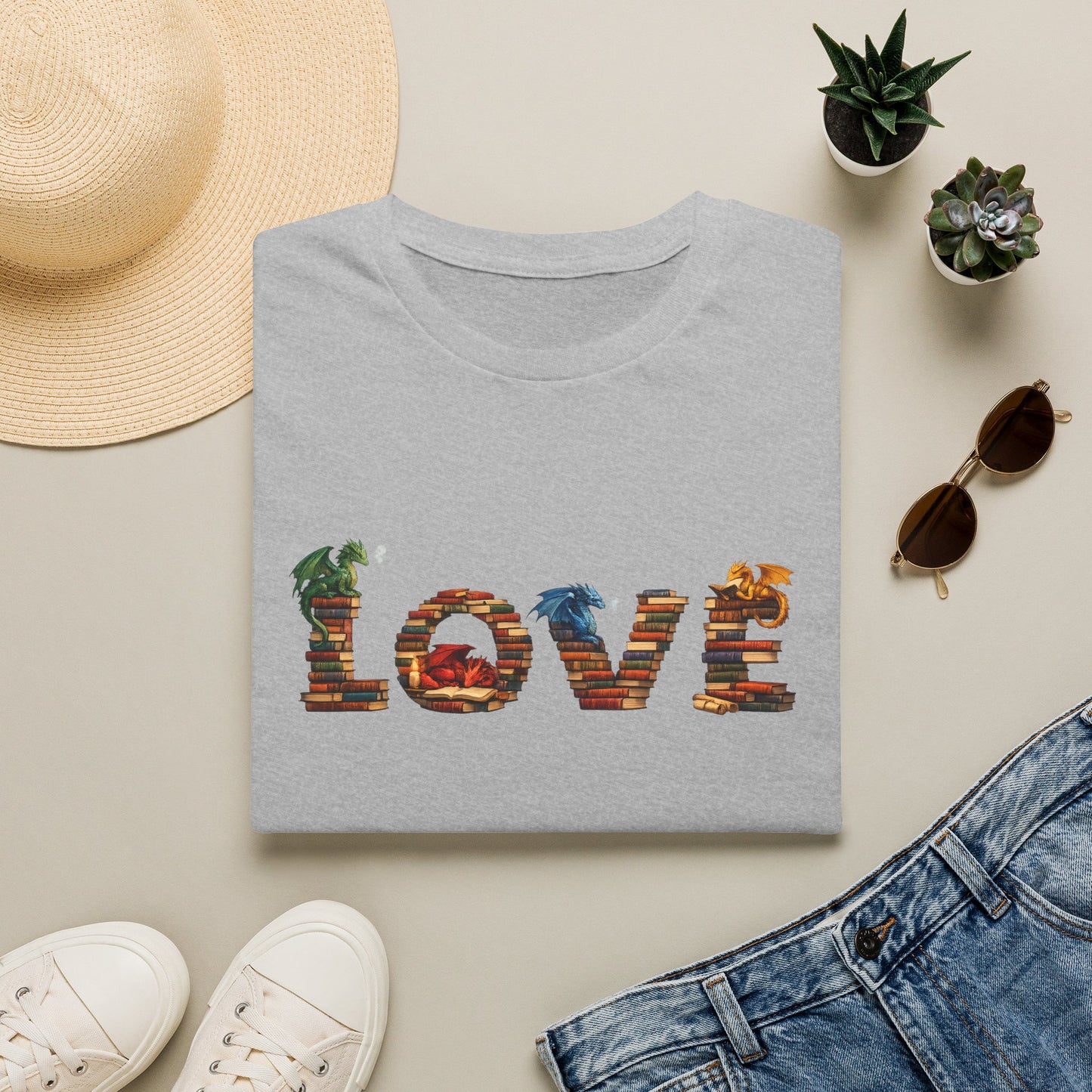 LOVE Book Dragon Shirt | Fantasy Reader T-Shirt | Book Lover Dragon Tee | Romantasy Graphic Tee | Bookish Gift | Dragon Lover Shirt