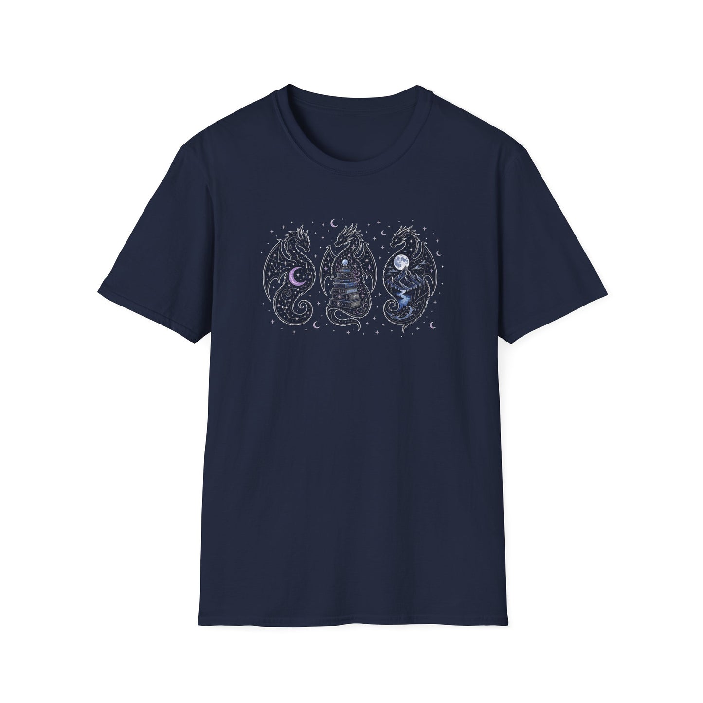 Three Dragons T-Shirt | Celestial Fantasy Dragon Tee | Romantasy Reader Shirt | Book Lover Gift | Bookish Apparel