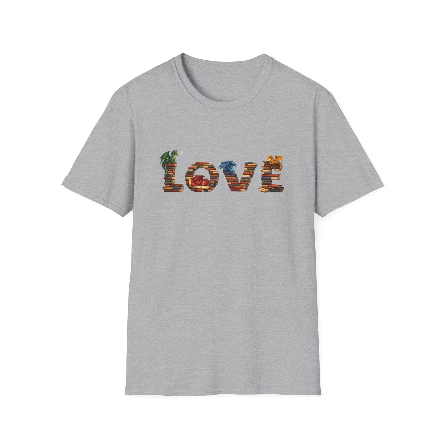 LOVE Book Dragon Shirt | Fantasy Reader T-Shirt | Book Lover Dragon Tee | Romantasy Graphic Tee | Bookish Gift | Dragon Lover Shirt