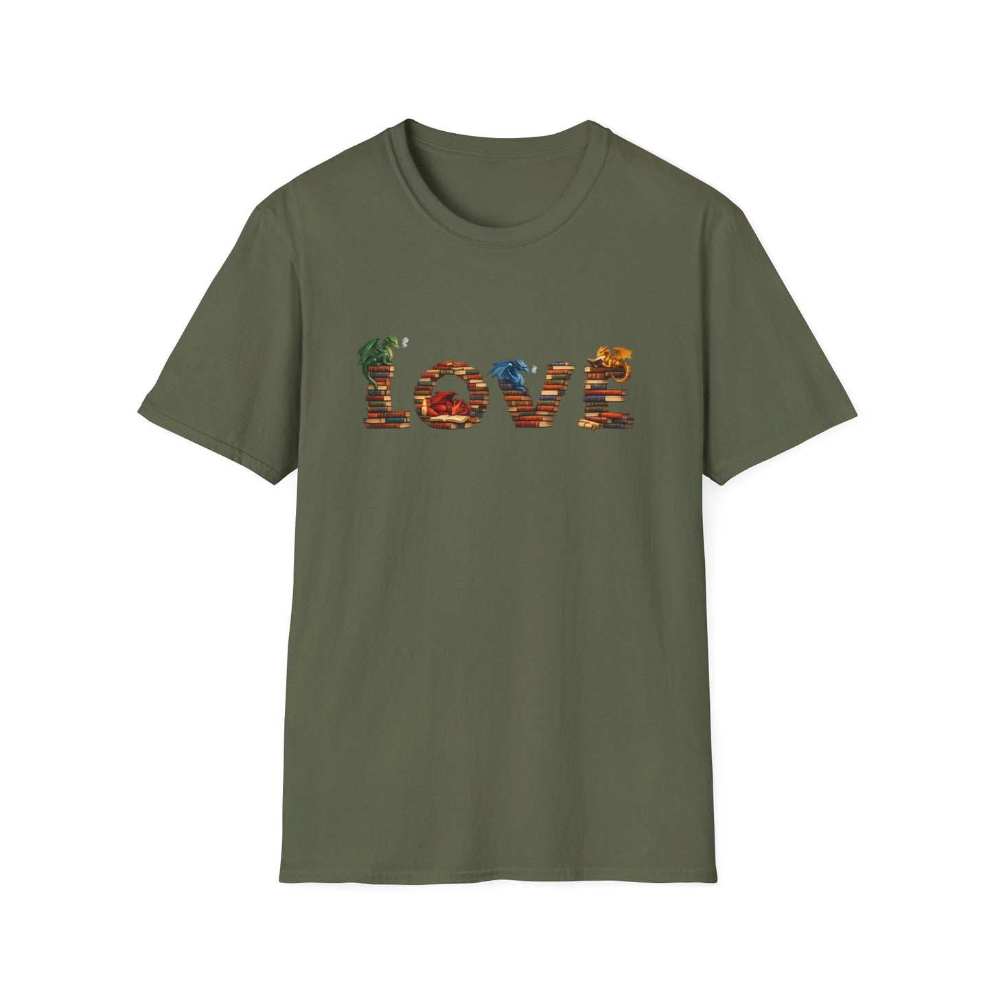 LOVE Book Dragon Shirt | Fantasy Reader T-Shirt | Book Lover Dragon Tee | Romantasy Graphic Tee | Bookish Gift | Dragon Lover Shirt