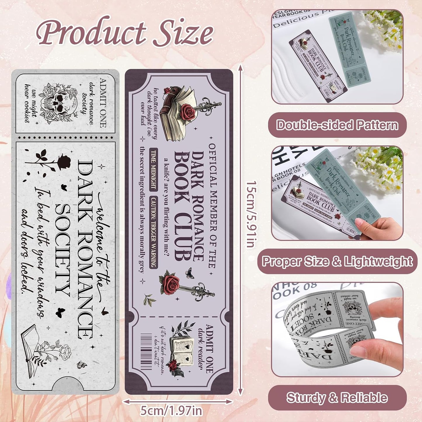 Wxiben Dark Romance Bookmarks Gifts - 20 Pcs Book Club Bookmark Skeleton Flower Book Marks Gothic Romantasy Book Mark Page Marker Clip Gift for for Women Girls Romance Reader Students Teachers Bookish