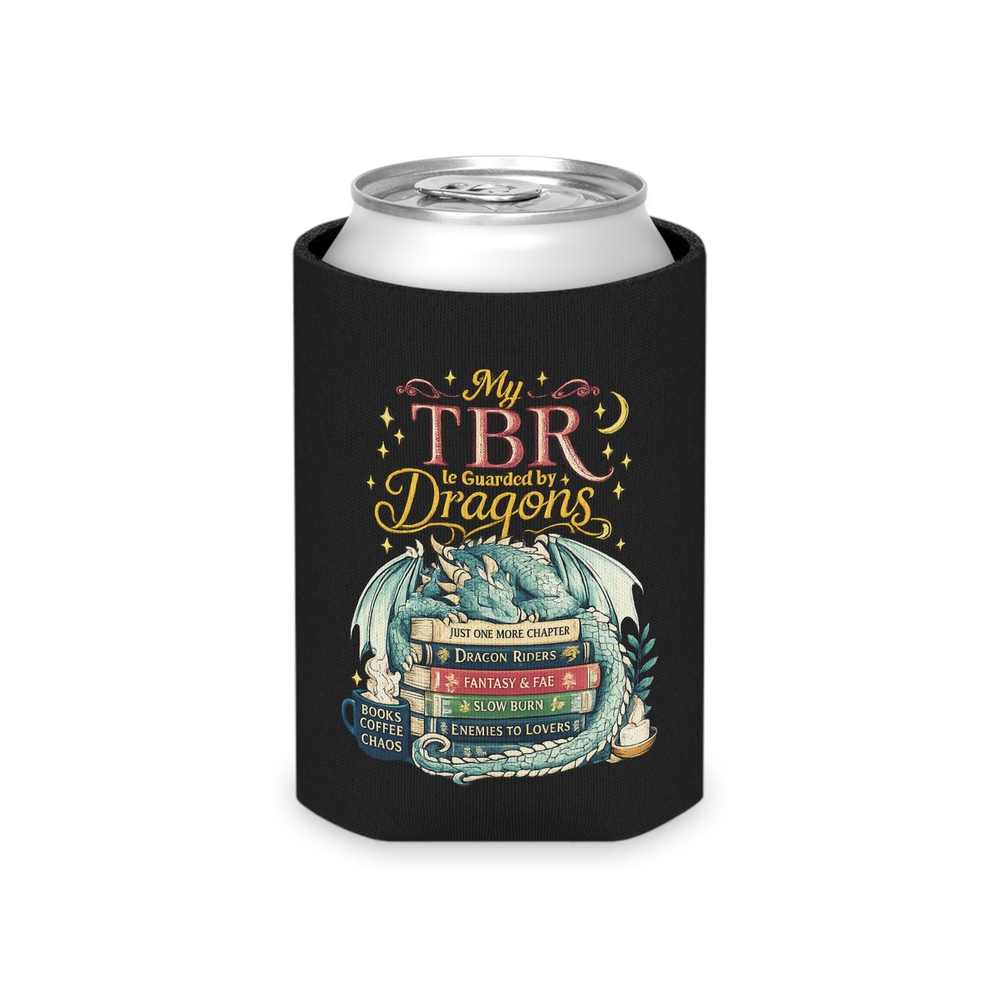 My TBR Is Guarded by Dragons Can Cooler Sleeve | Book Lover Drink Sleeve | Fantasy Reader Koozie | Romantasy Beverage Holder