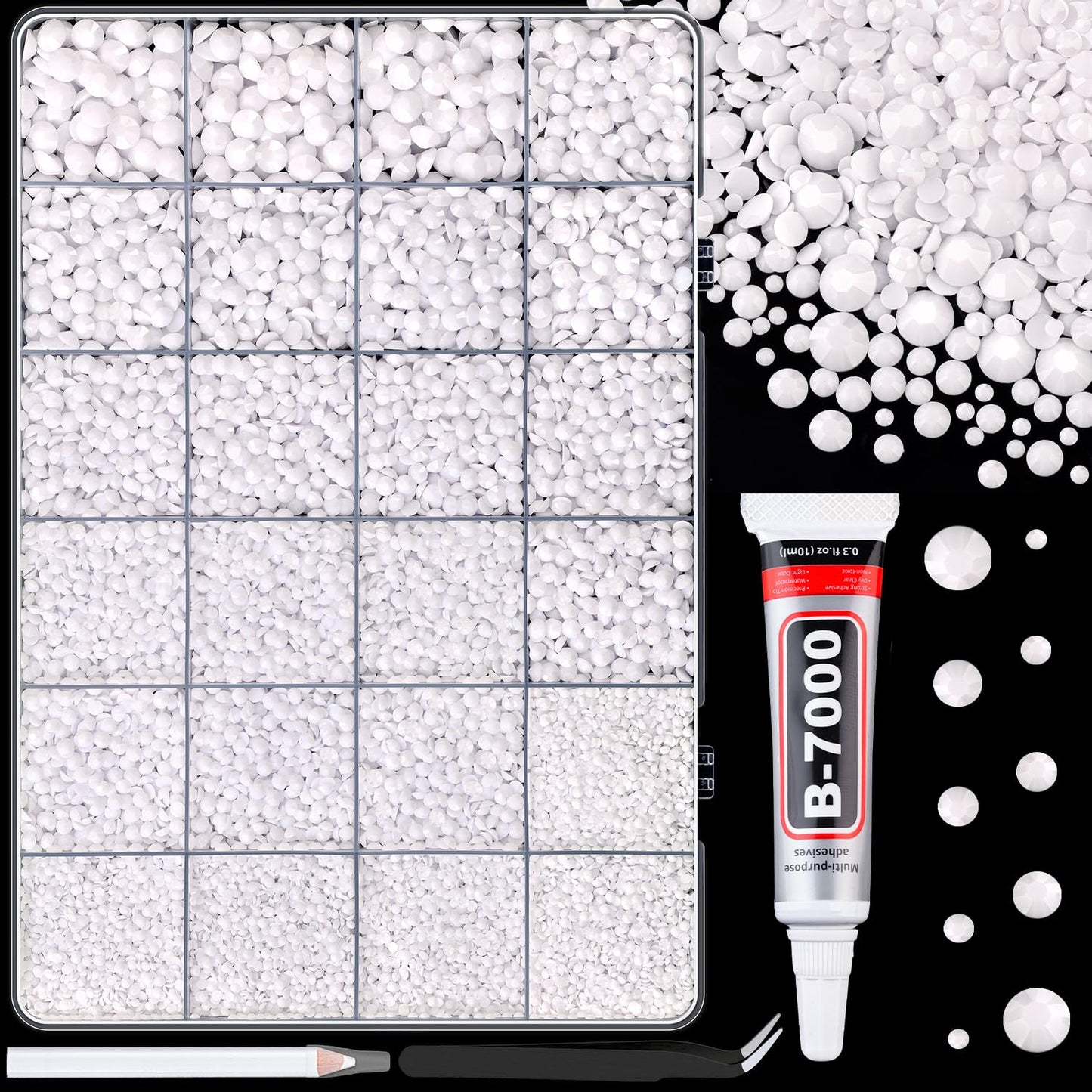 34000Pcs Resin Jelly Rhinestones for Bedazzling, Multicolor 3mm Flatback Gems for Diamond Art, Bedazzler Kit with 3Pcs 10ml B7000 Jewelry Glue for Bedazzle Thing Crafting Book Nail Art