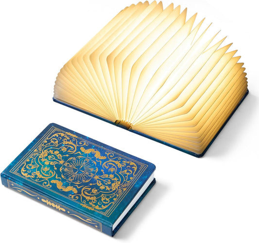 Uniwolk Book Lovers Gifts BookLamp - 5 Color Lights, 1200mAh Battery, Foldable Paper Lamp as Book Decor & Accessories, Hot Foil Cover Design, Unique Gifts for Women or Friends & Christmas