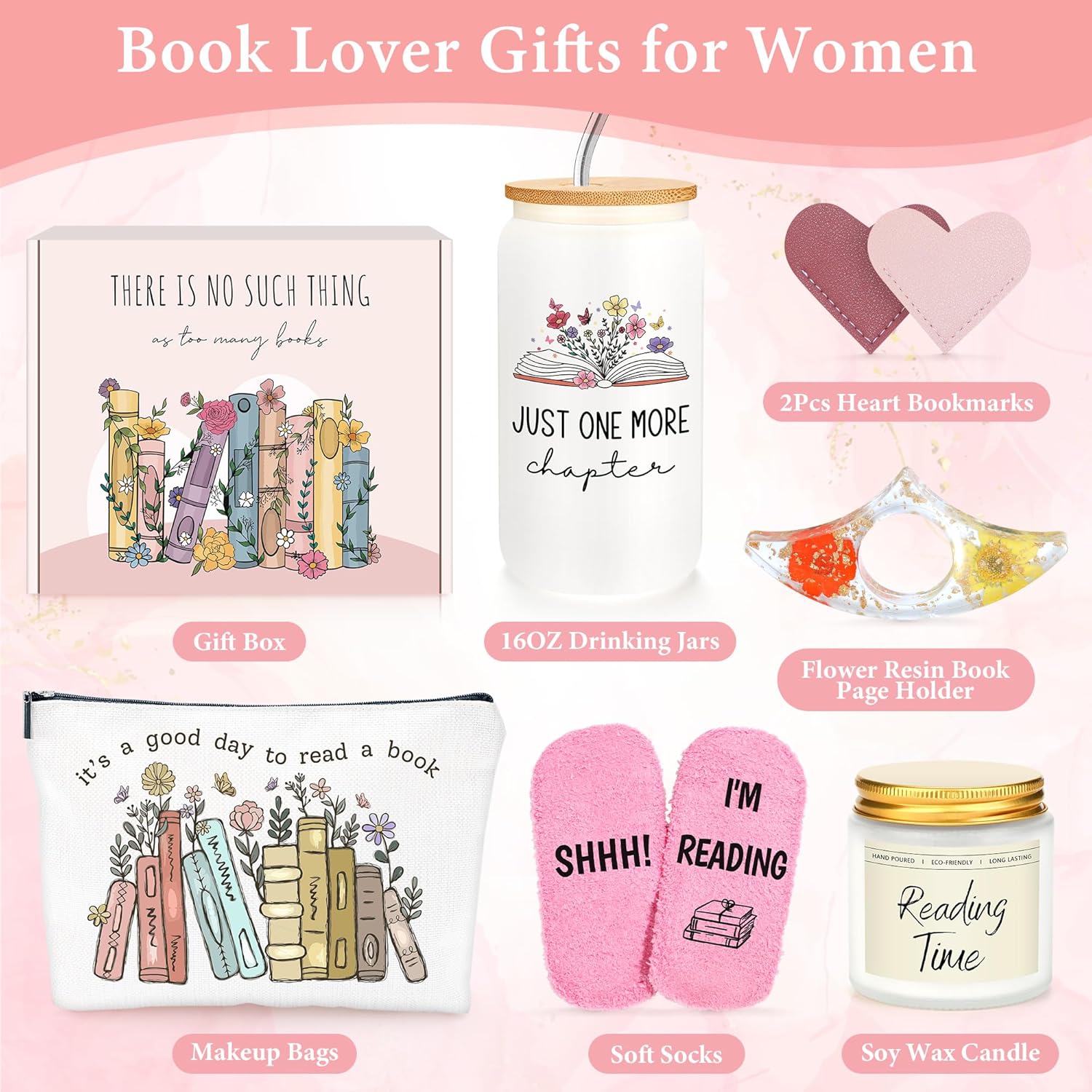 HELORAY Book Lover Gifts for Women Bookish Gifts for Readers Book Accessories for Reading Lovers Bookish Items Themed Presents Librarian Gift for Readers Cool Bookworm Gift for Reading Lovers