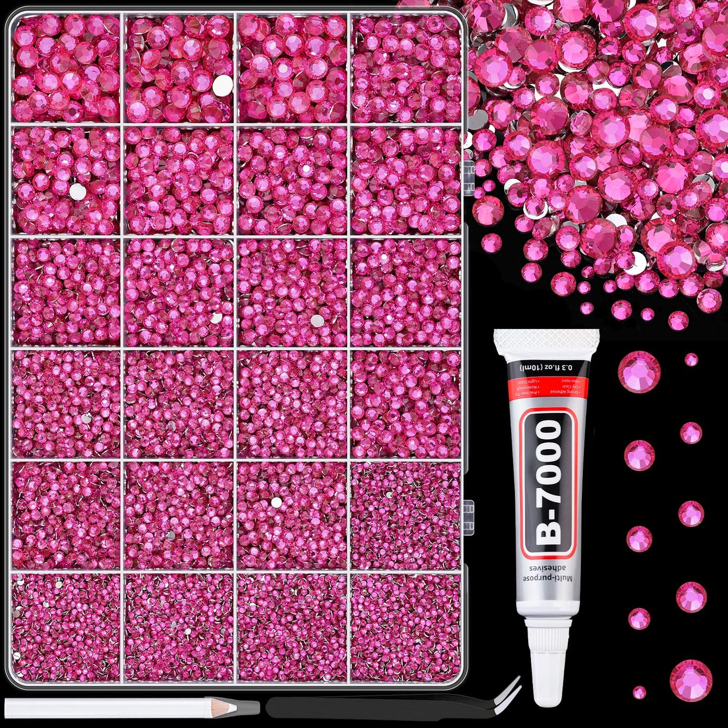 34000Pcs Resin Jelly Rhinestones for Bedazzling, Multicolor 3mm Flatback Gems for Diamond Art, Bedazzler Kit with 3Pcs 10ml B7000 Jewelry Glue for Bedazzle Thing Crafting Book Nail Art