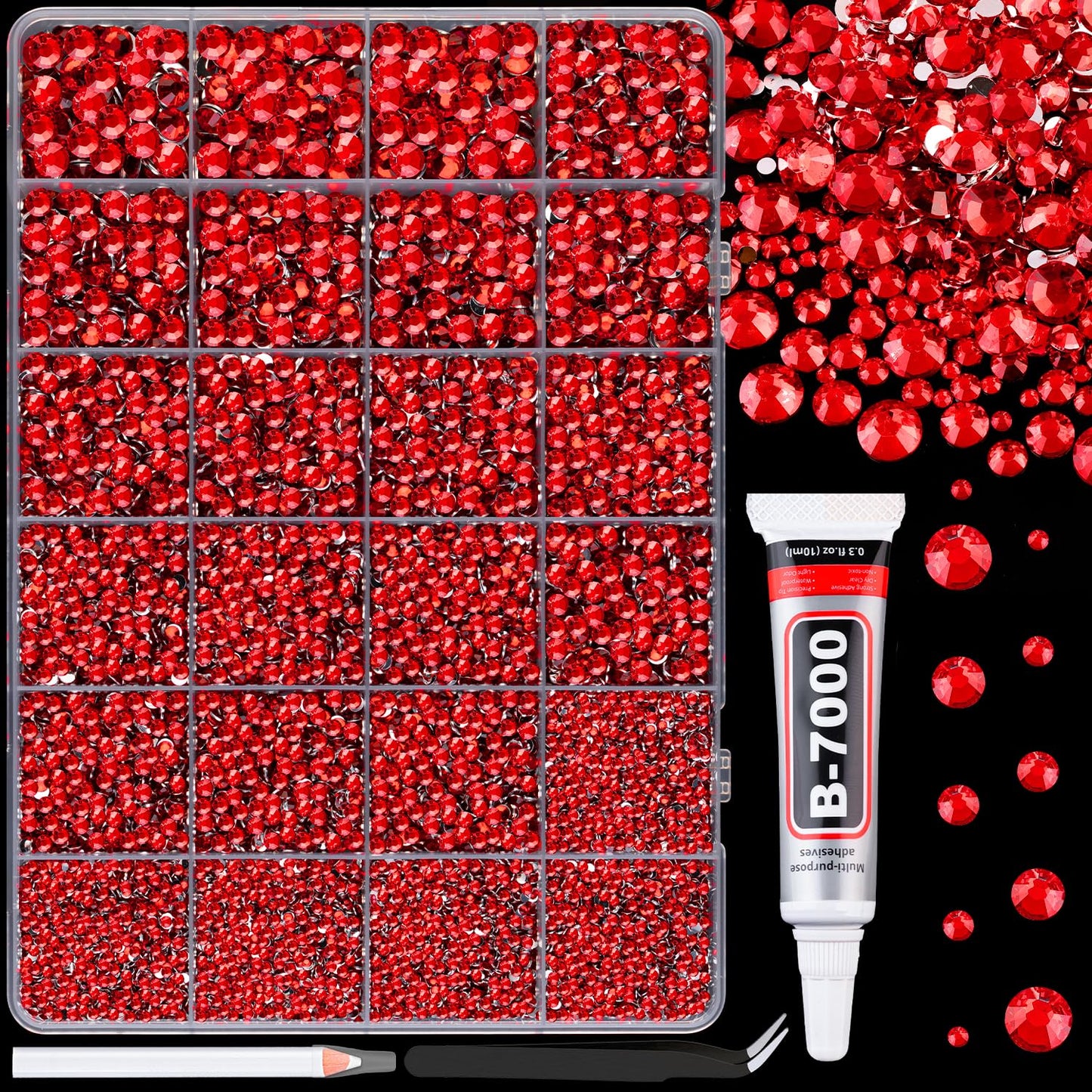 34000Pcs Resin Jelly Rhinestones for Bedazzling, Multicolor 3mm Flatback Gems for Diamond Art, Bedazzler Kit with 3Pcs 10ml B7000 Jewelry Glue for Bedazzle Thing Crafting Book Nail Art