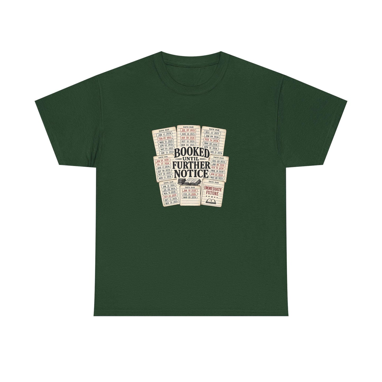Booked Further Notice Tee | Vintage Library Card Stack, Reading Shirt