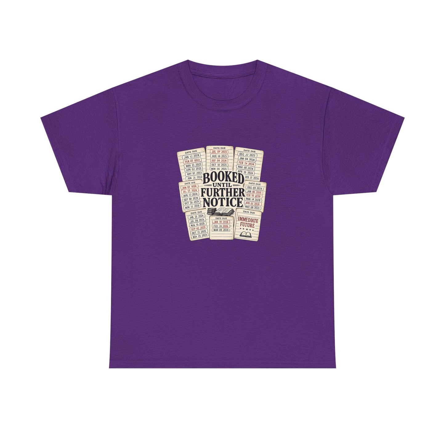 Booked Further Notice Tee | Vintage Library Card Stack, Reading Shirt