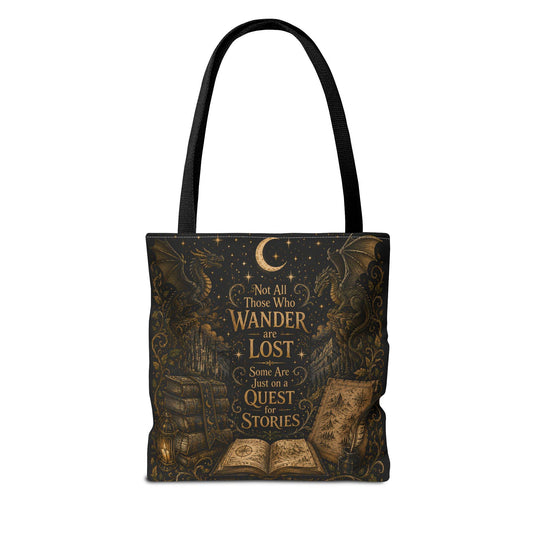 Not All Those Who Wander Are Lost book moon dragon tote bag | Tote