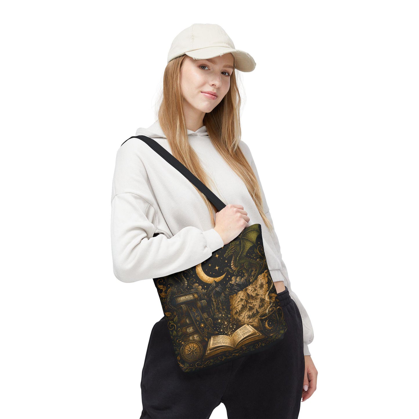 Not All Those Who Wander Are Lost book moon dragon tote bag | Tote