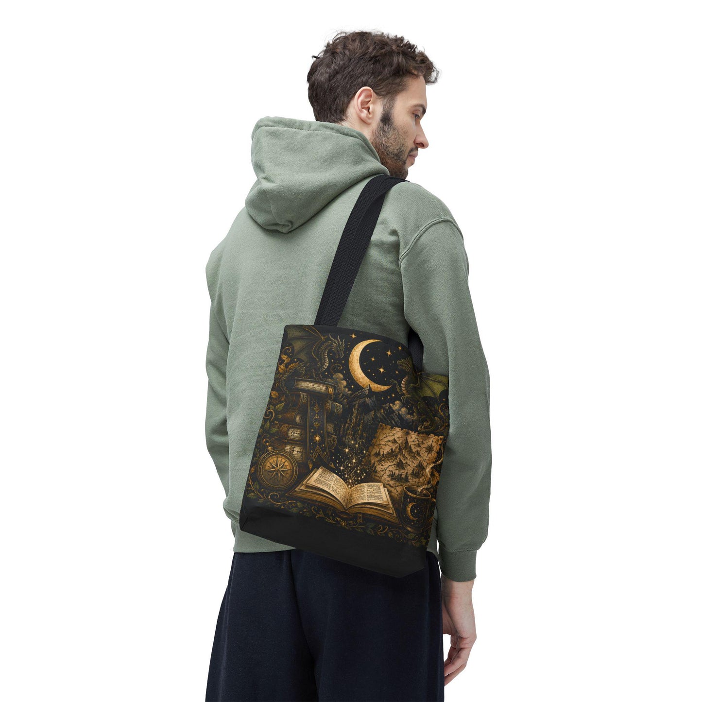 Not All Those Who Wander Are Lost book moon dragon tote bag | Tote