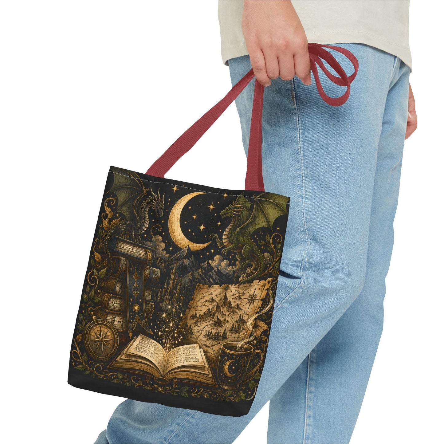 Not All Those Who Wander Are Lost book moon dragon tote bag | Tote