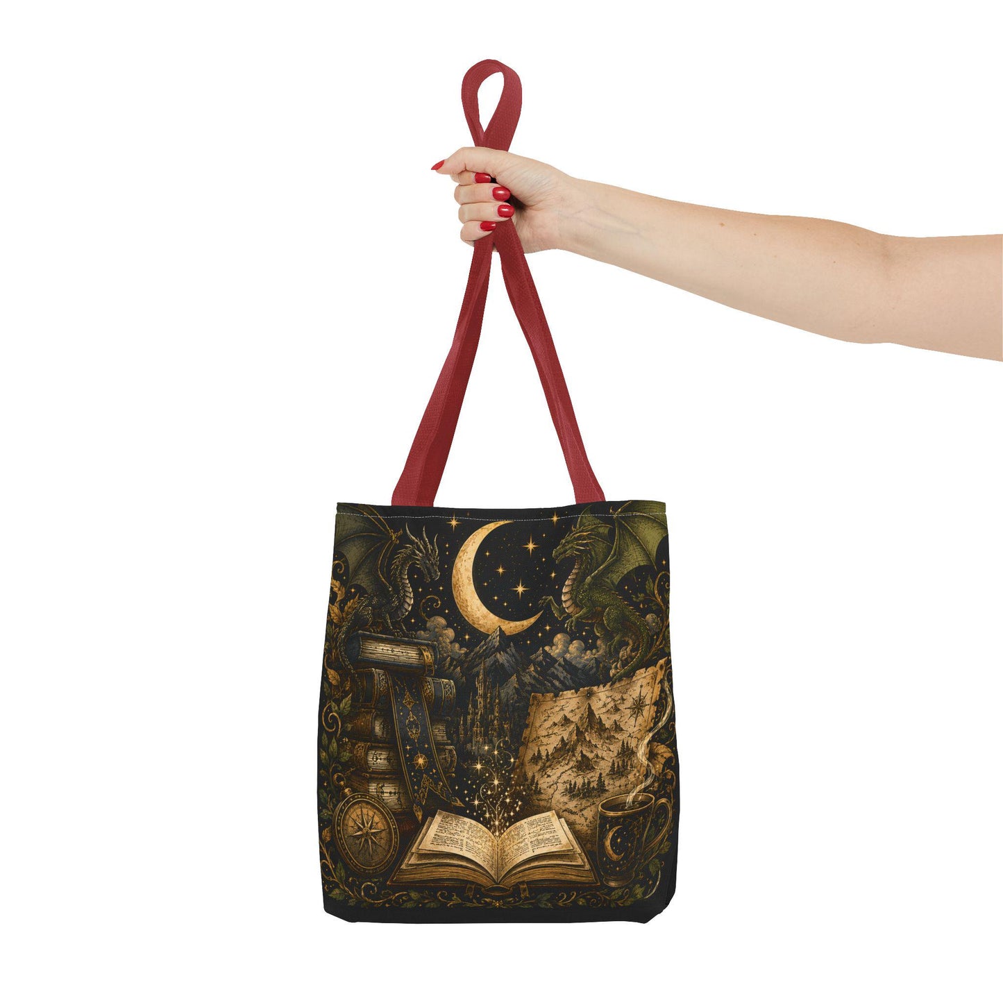 Not All Those Who Wander Are Lost book moon dragon tote bag | Tote