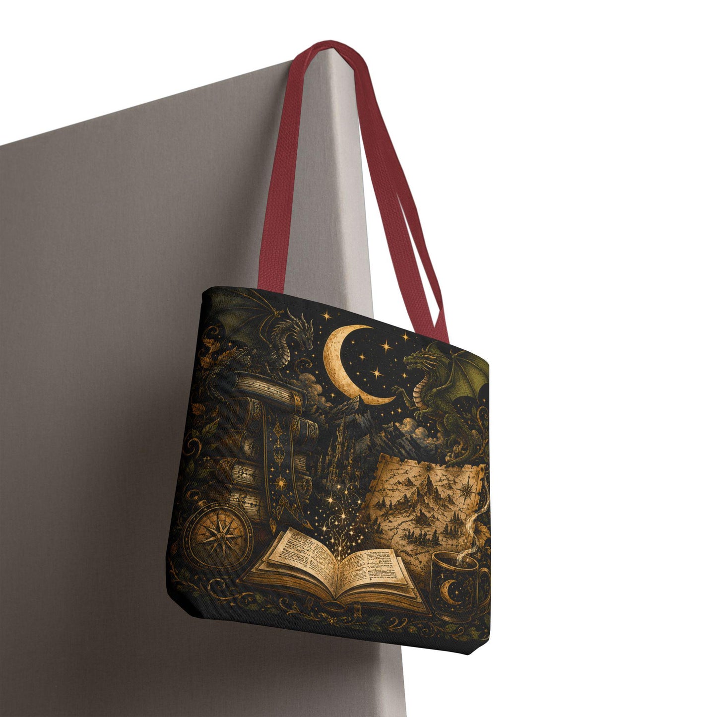 Not All Those Who Wander Are Lost book moon dragon tote bag | Tote