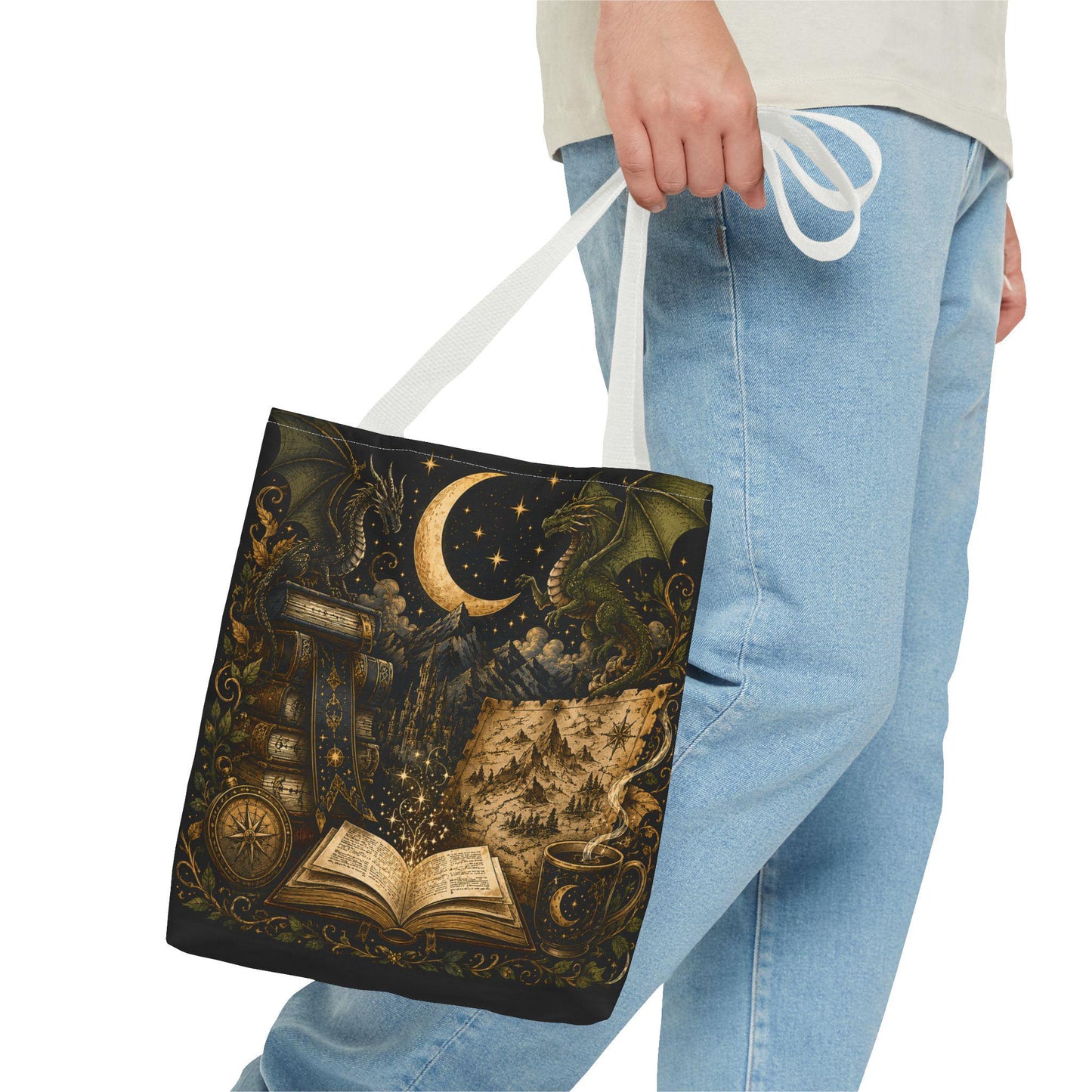 Not All Those Who Wander Are Lost book moon dragon tote bag | Tote