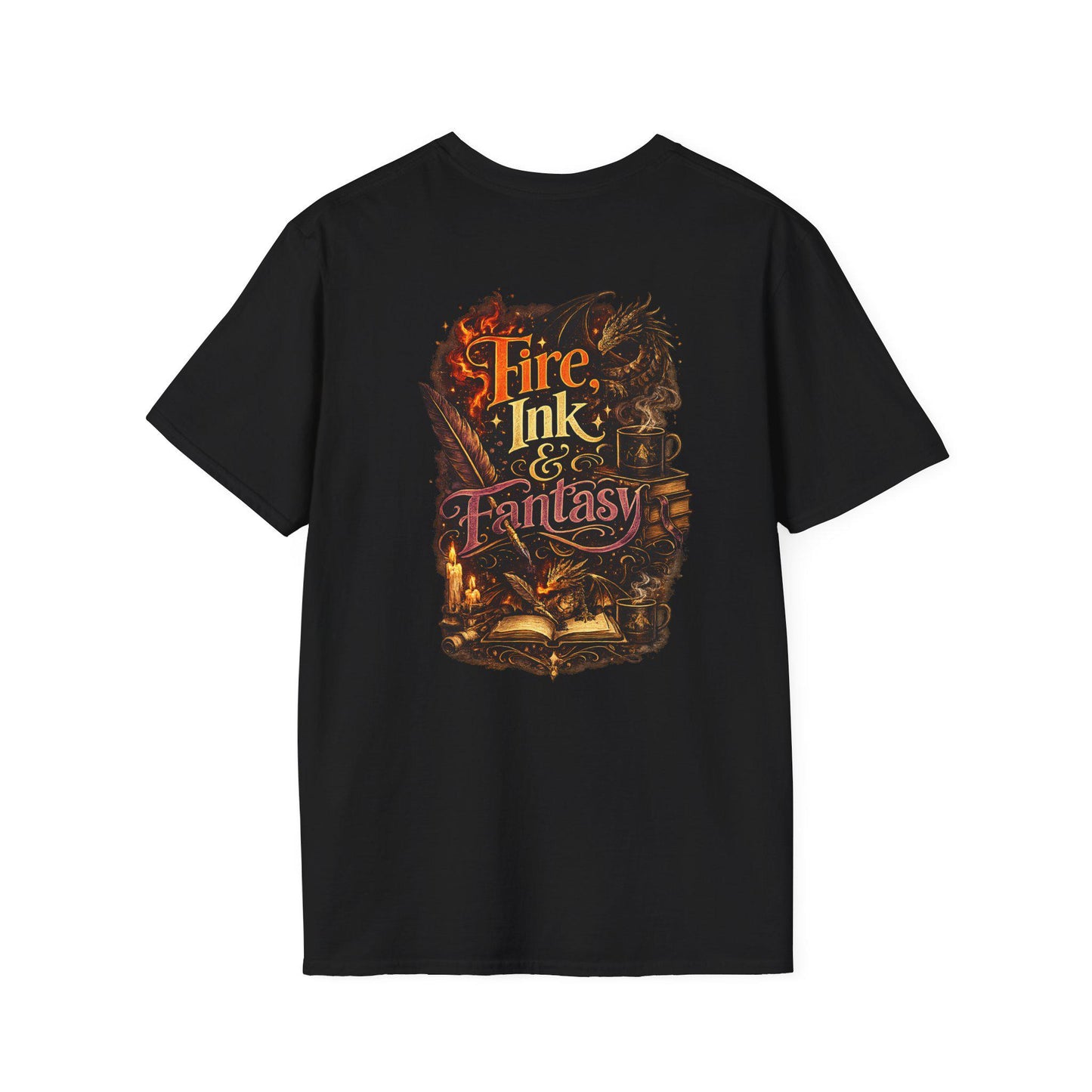 Fire, Ink & Fantasy Shirt, Dragon Book Lover T-Shirt, Fantasy Reader Tee, Writer Gift, Bookish Shirt, BookTok Apparel