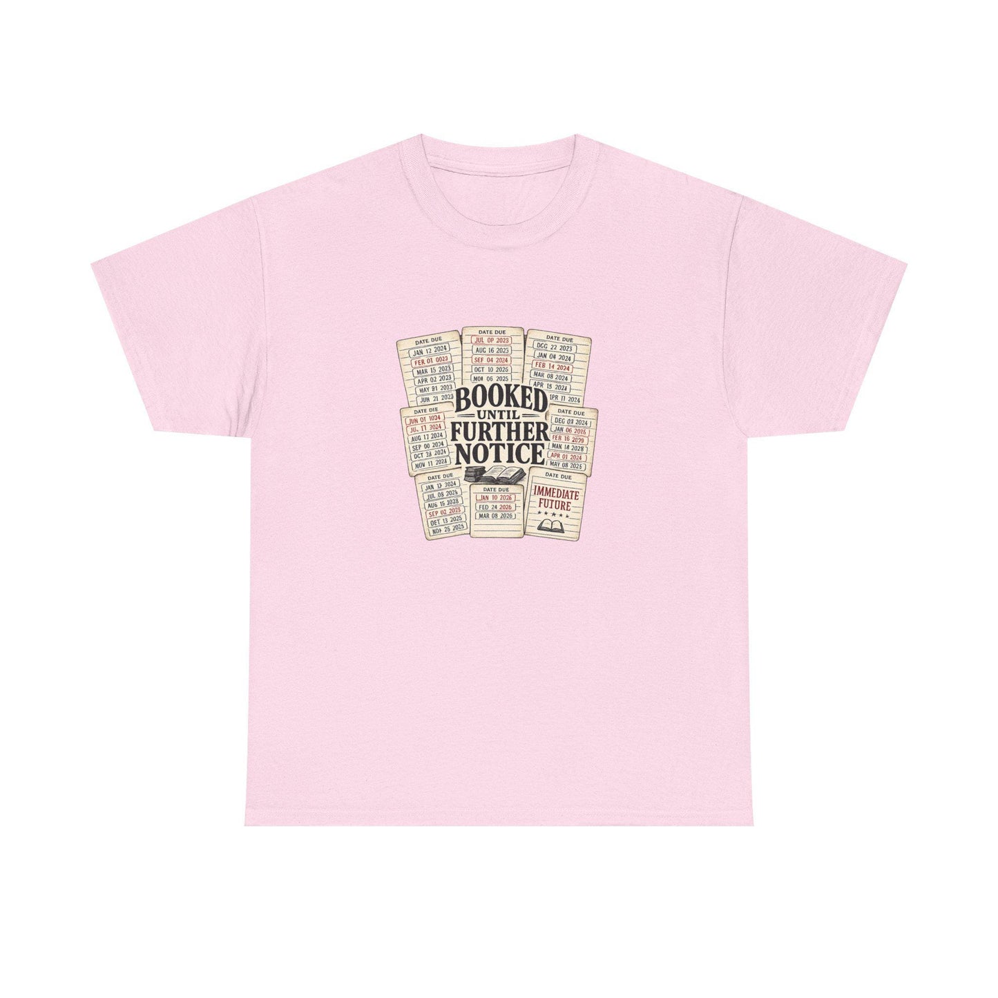 Booked Further Notice Tee | Vintage Library Card Stack, Reading Shirt