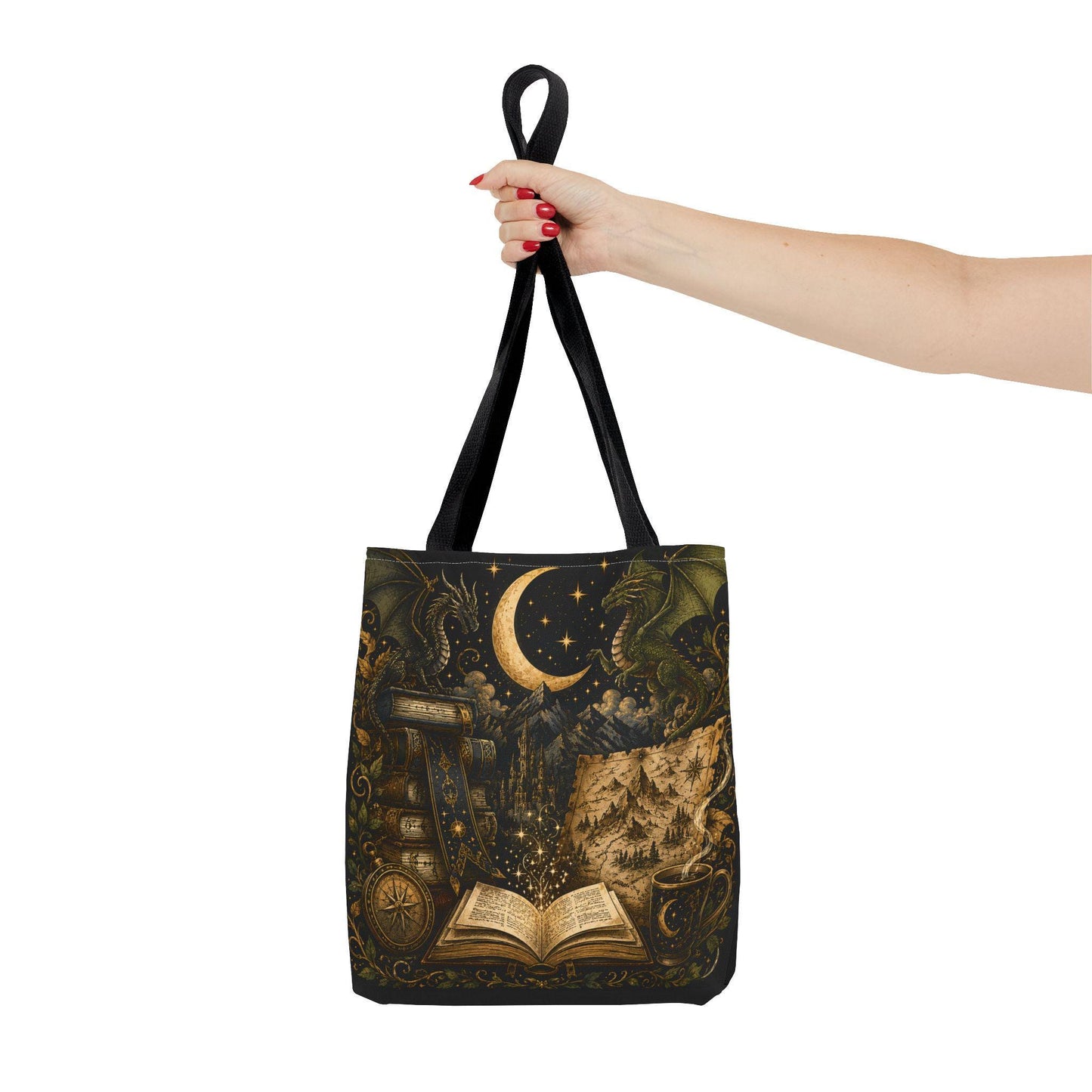 Not All Those Who Wander Are Lost book moon dragon tote bag | Tote