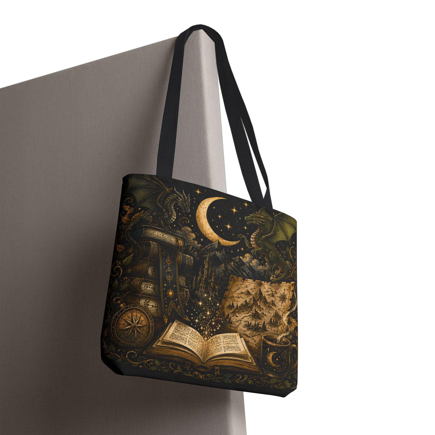 Not All Those Who Wander Are Lost book moon dragon tote bag | Tote