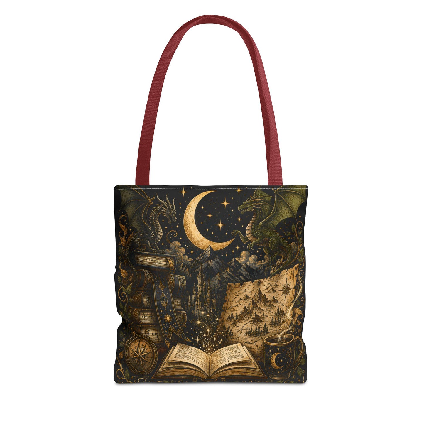 Not All Those Who Wander Are Lost book moon dragon tote bag | Tote