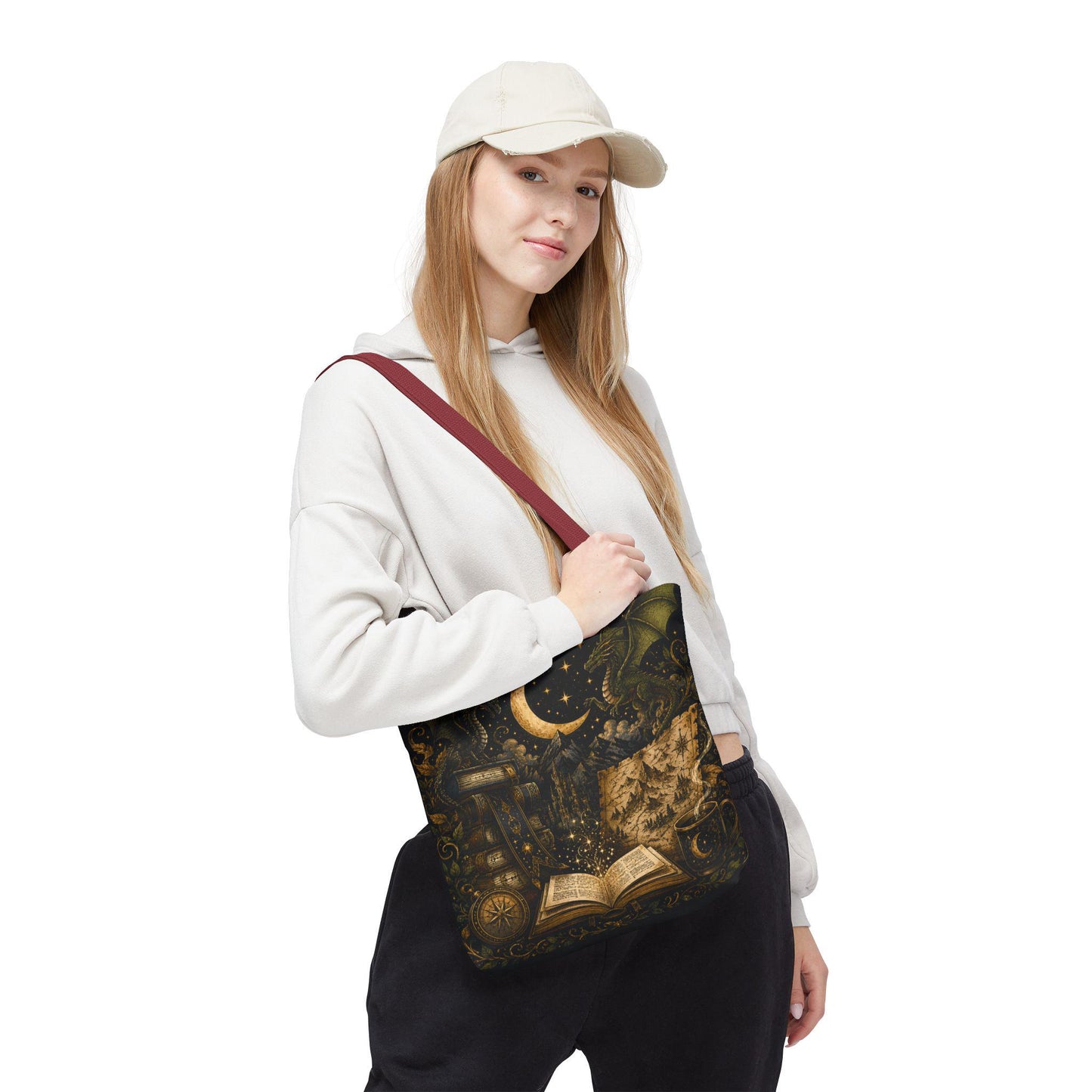Not All Those Who Wander Are Lost book moon dragon tote bag | Tote