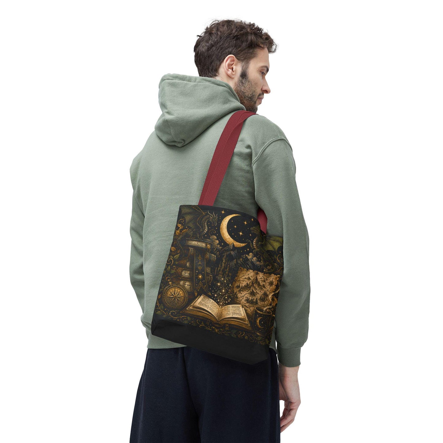 Not All Those Who Wander Are Lost book moon dragon tote bag | Tote