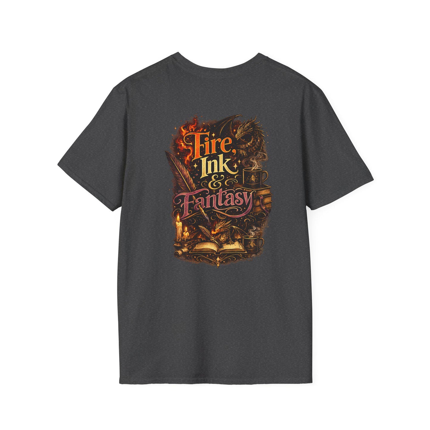 Fire, Ink & Fantasy Shirt, Dragon Book Lover T-Shirt, Fantasy Reader Tee, Writer Gift, Bookish Shirt, BookTok Apparel