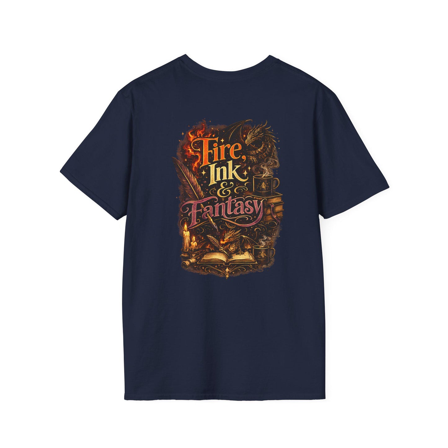 Fire, Ink & Fantasy Shirt, Dragon Book Lover T-Shirt, Fantasy Reader Tee, Writer Gift, Bookish Shirt, BookTok Apparel